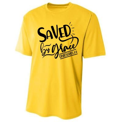 Inspirational Saved by Grace Ephesians 2:8 Performance Sprint T-Shirt