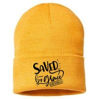 Inspirational Saved by Grace Ephesians 2:8 Sustainable Knit Beanie