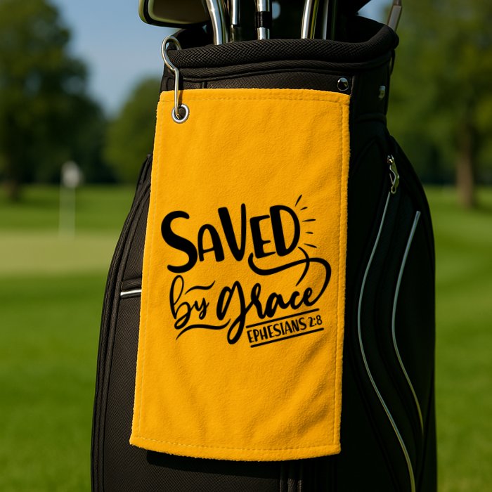 Inspirational Saved by Grace Ephesians 2:8 Golf Towel