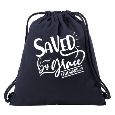 Inspirational Saved by Grace Ephesians 2:8 Drawstring Bag