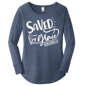 Inspirational Saved by Grace Ephesians 2:8 Women's Perfect Tri Tunic Long Sleeve Shirt