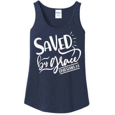 Inspirational Saved by Grace Ephesians 2:8 Ladies Essential Tank