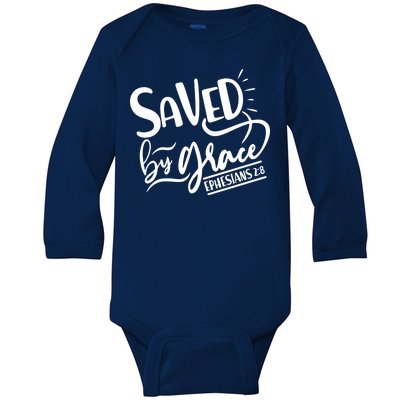 Inspirational Saved by Grace Ephesians 2:8 Baby Long Sleeve Bodysuit