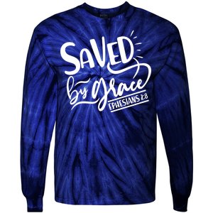 Inspirational Saved by Grace Ephesians 2:8 Tie-Dye Long Sleeve Shirt