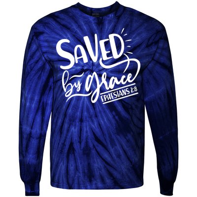 Inspirational Saved by Grace Ephesians 2:8 Tie-Dye Long Sleeve Shirt