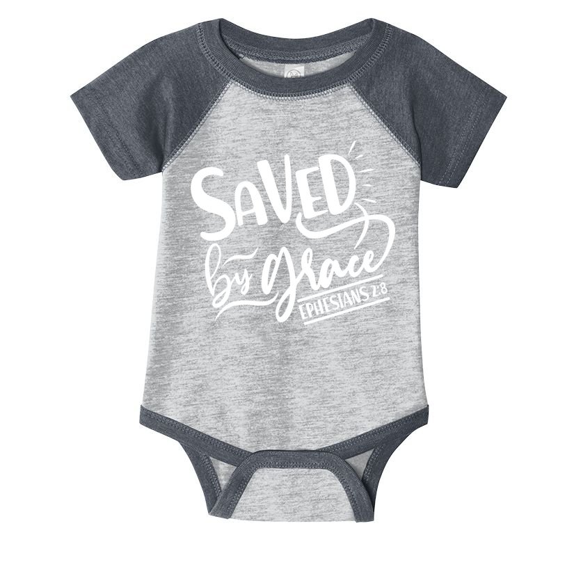 Inspirational Saved by Grace Ephesians 2:8 Infant Baby Jersey Bodysuit