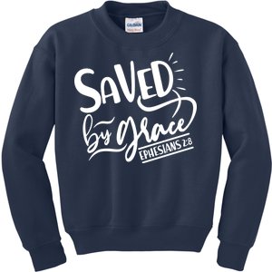 Inspirational Saved by Grace Ephesians 2:8 Kids Sweatshirt