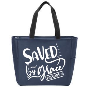 Inspirational Saved by Grace Ephesians 2:8 Zip Tote Bag