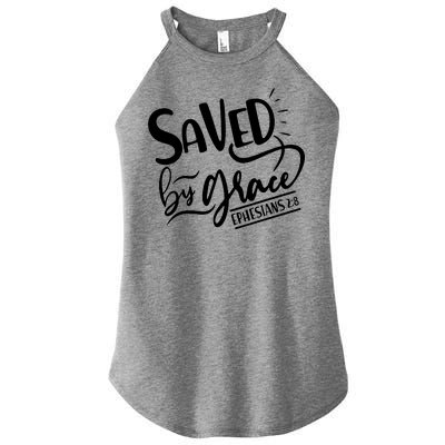 Inspirational Saved by Grace Ephesians 2:8 Women's Perfect Tri Rocker Tank