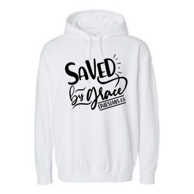 Inspirational Saved by Grace Ephesians 2:8 Garment-Dyed Fleece Hoodie