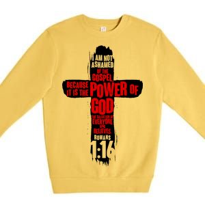 Inspirational The Power Of God Cross Romans 1:16 Premium Crewneck Sweatshirt