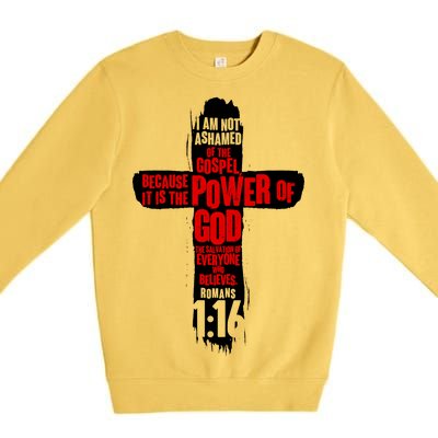 Inspirational The Power Of God Cross Romans 1:16 Premium Crewneck Sweatshirt