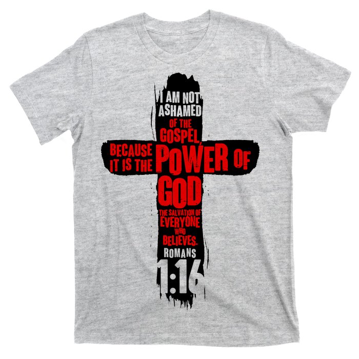 Inspirational The Power Of God Cross Romans 1:16 T-Shirt