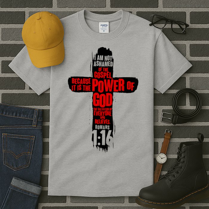 Inspirational The Power Of God Cross Romans 1:16 Tall T-Shirt
