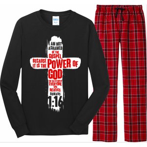 Inspirational The Power Of God Cross Romans 1:16 Long Sleeve Pajama Set