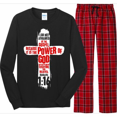 Inspirational The Power Of God Cross Romans 1:16 Long Sleeve Pajama Set