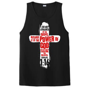 Inspirational The Power Of God Cross Romans 1:16 PosiCharge Competitor Tank