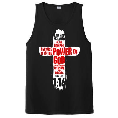 Inspirational The Power Of God Cross Romans 1:16 PosiCharge Competitor Tank