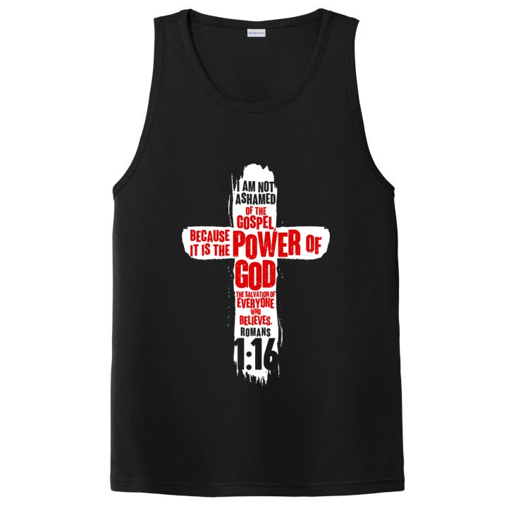 Inspirational The Power Of God Cross Romans 1:16 PosiCharge Competitor Tank