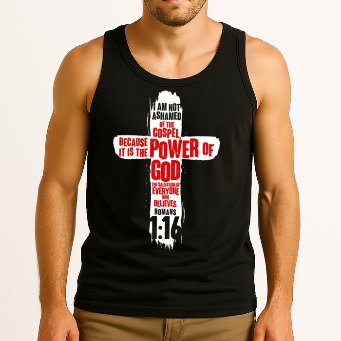 Inspirational The Power Of God Cross Romans 1:16 Tank Top