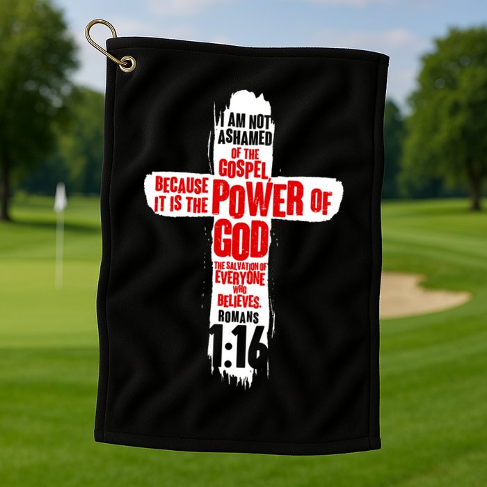 Inspirational The Power Of God Cross Romans 1:16 Golf Towel