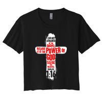 Inspirational The Power Of God Cross Romans 1:16 Women's Crop Top Tee