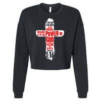 Inspirational The Power Of God Cross Romans 1:16 Cropped Pullover Crew
