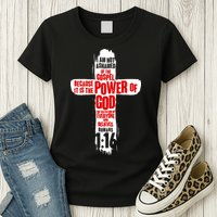 Inspirational The Power Of God Cross Romans 1:16 Womens T-Shirt