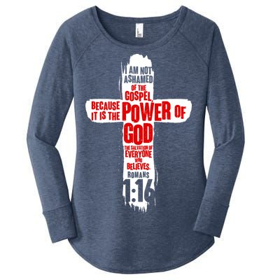 Inspirational The Power Of God Cross Romans 1:16 Women's Perfect Tri Tunic Long Sleeve Shirt