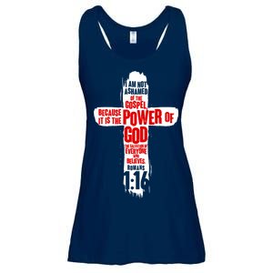 Inspirational The Power Of God Cross Romans 1:16 Ladies Essential Flowy Tank