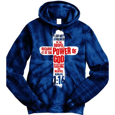 Inspirational The Power Of God Cross Romans 1:16 Tie Dye Hoodie