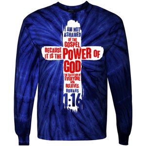 Inspirational The Power Of God Cross Romans 1:16 Tie-Dye Long Sleeve Shirt