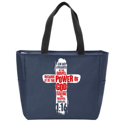 Inspirational The Power Of God Cross Romans 1:16 Zip Tote Bag