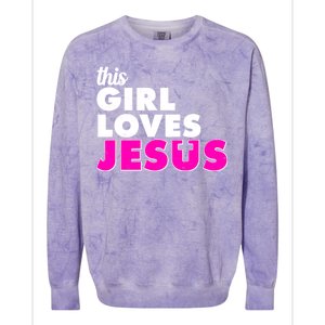 Inspirational This Girl Loves Jesus Colorblast Crewneck Sweatshirt