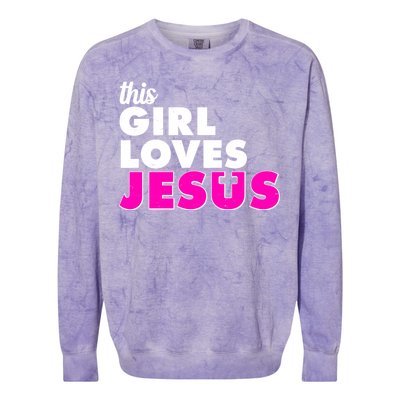 Inspirational This Girl Loves Jesus Colorblast Crewneck Sweatshirt