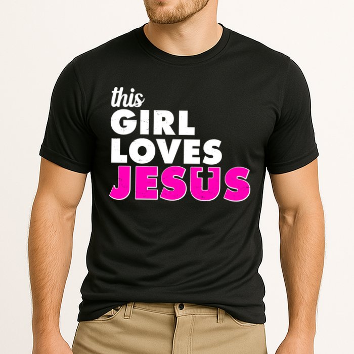 Inspirational This Girl Loves Jesus Cooling Performance Crew T-Shirt