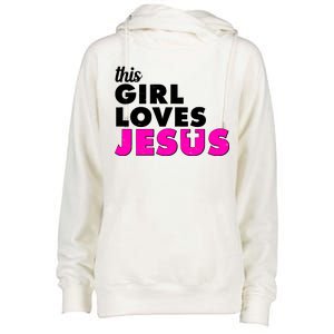 Inspirational This Girl Loves Jesus Womens Funnel Neck Pullover Hood