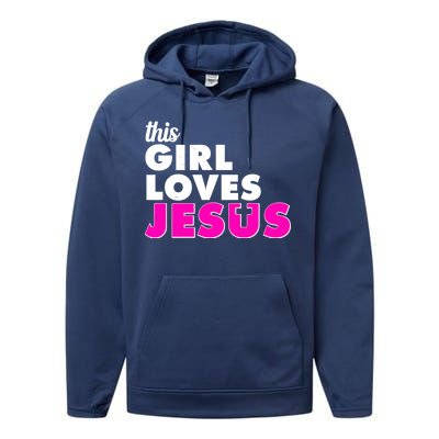 Inspirational This Girl Loves Jesus Performance Fleece Hoodie