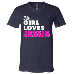 Inspirational This Girl Loves Jesus V-Neck T-Shirt