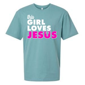 Inspirational This Girl Loves Jesus Sueded Cloud Jersey T-Shirt