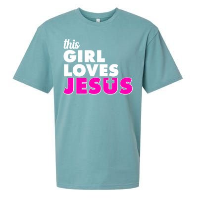 Inspirational This Girl Loves Jesus Sueded Cloud Jersey T-Shirt