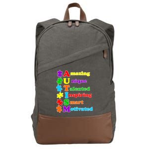 Inspiring Autism Awareness Amazing Smart Unique Puzzle Cotton Canvas Backpack