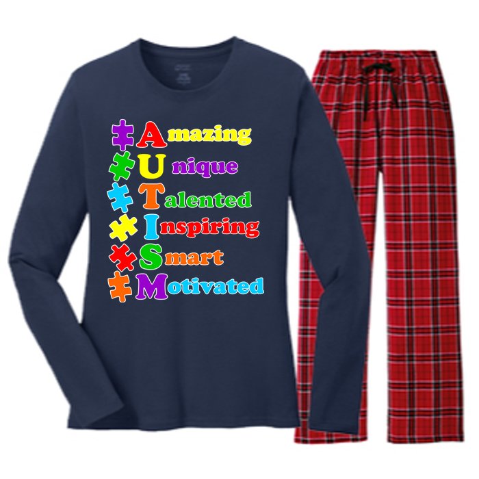 Inspiring Autism Awareness Amazing Smart Unique Puzzle Women's Long Sleeve Flannel Pajama Set 