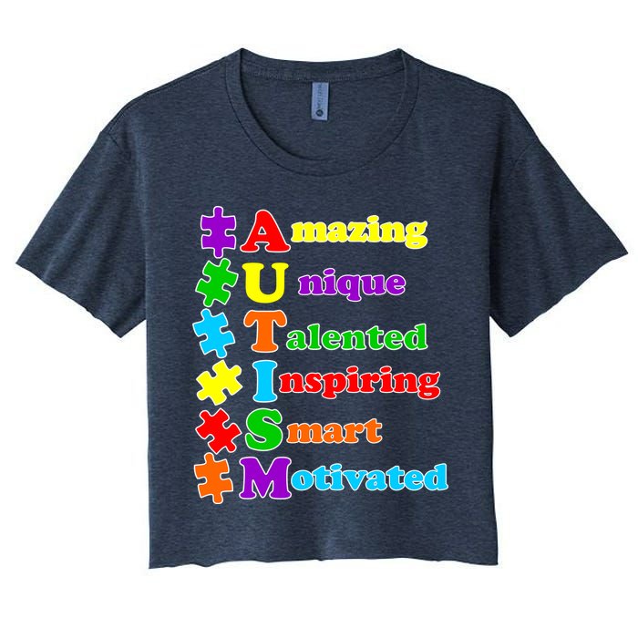 Inspiring Autism Awareness Amazing Smart Unique Puzzle Women's Crop Top Tee