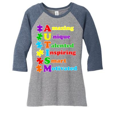 Inspiring Autism Awareness Amazing Smart Unique Puzzle Women's Tri-Blend 3/4-Sleeve Raglan Shirt