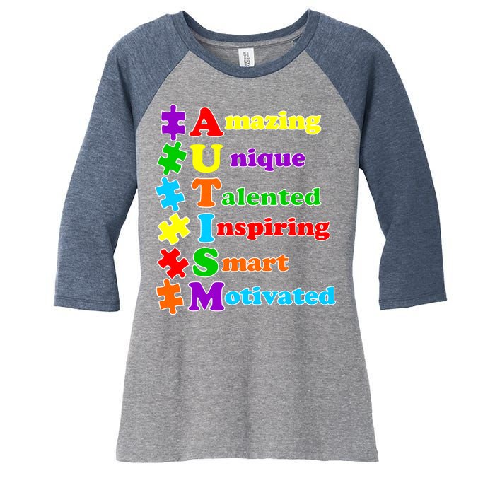 Inspiring Autism Awareness Amazing Smart Unique Puzzle Women's Tri-Blend 3/4-Sleeve Raglan Shirt