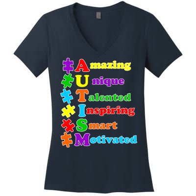 Inspiring Autism Awareness Amazing Smart Unique Puzzle Women's V-Neck T-Shirt