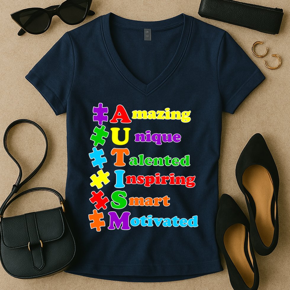 Inspiring Autism Awareness Amazing Smart Unique Puzzle Women's V-Neck T-Shirt