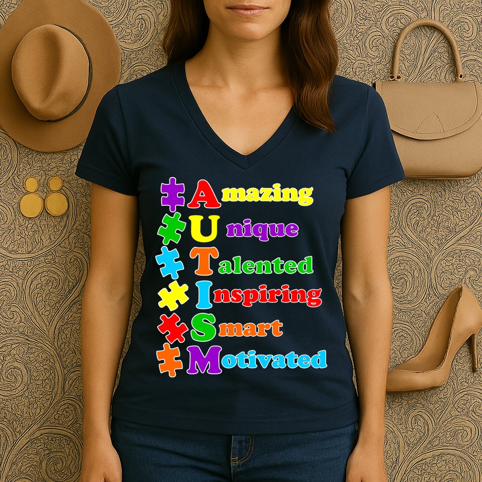 Inspiring Autism Awareness Amazing Smart Unique Puzzle Women's V-Neck T-Shirt
