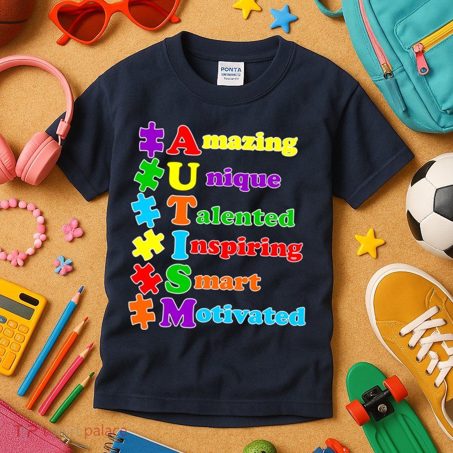 Inspiring Autism Awareness Amazing Smart Unique Puzzle Kids T-Shirt